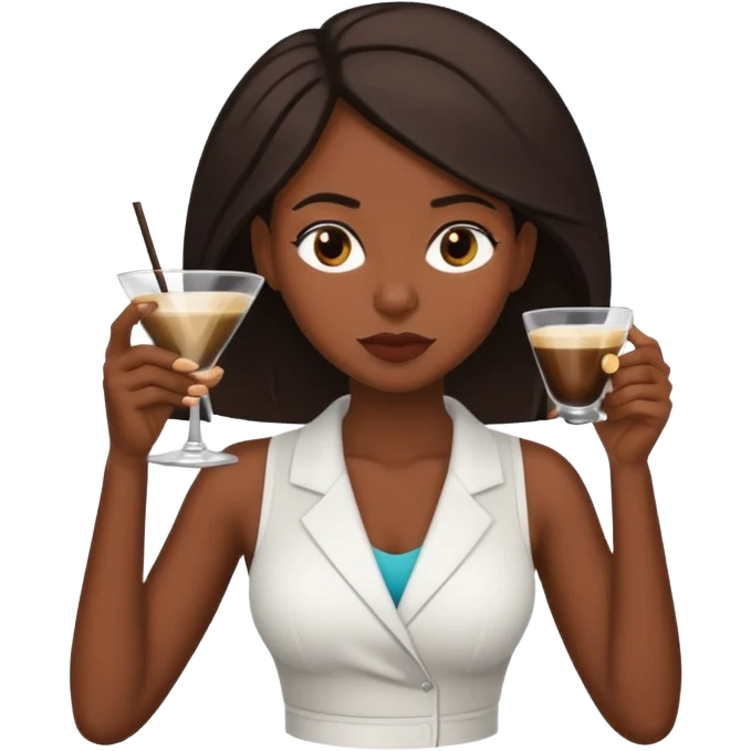black woman tired from working out with espresso martini in hand  emoji
