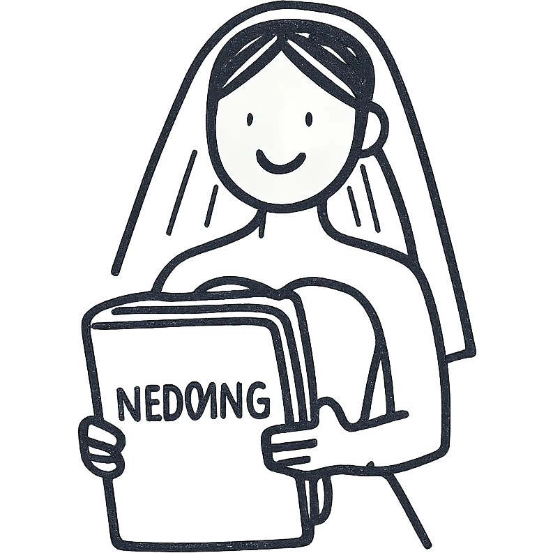 bride with a big wedding planning binder emoji
