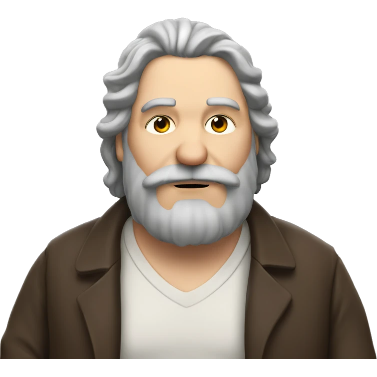 Brown haired chubby older man with longer hair and beard smoking cigarette emoji