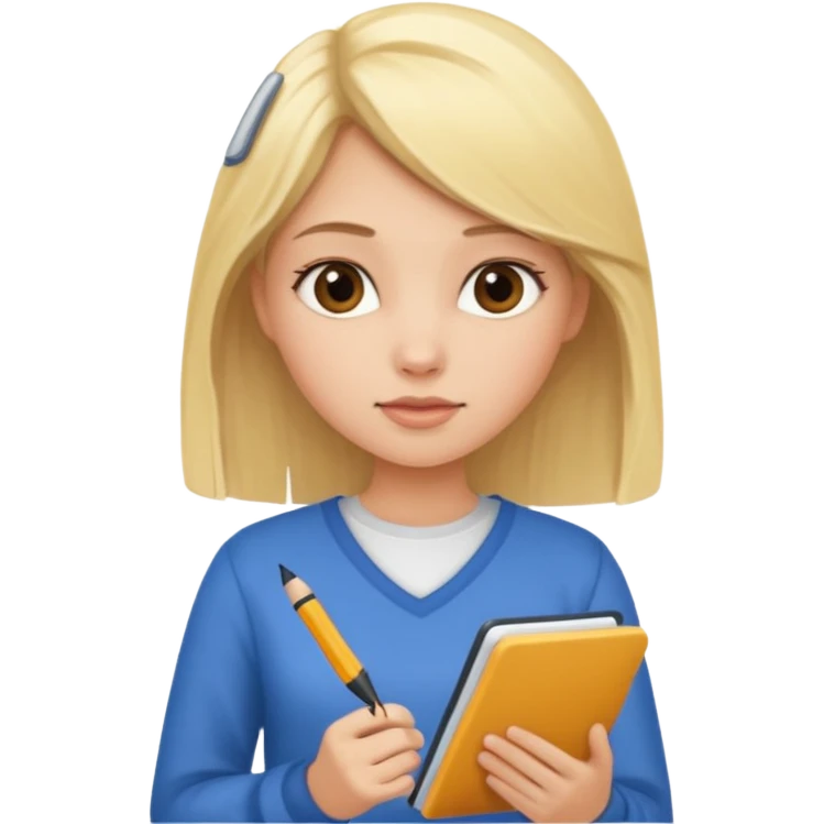 Blonde Girl taking notes  emoji
