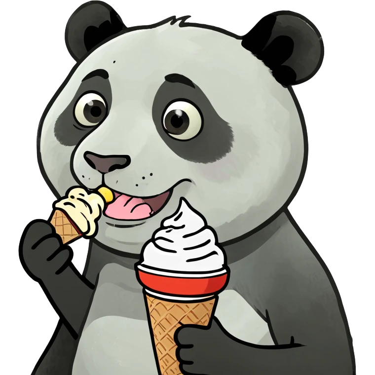 Panda eating ice cream emoji