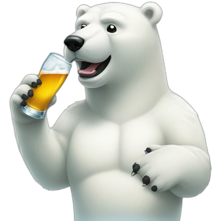 polar bear drinking beer golfing emoji