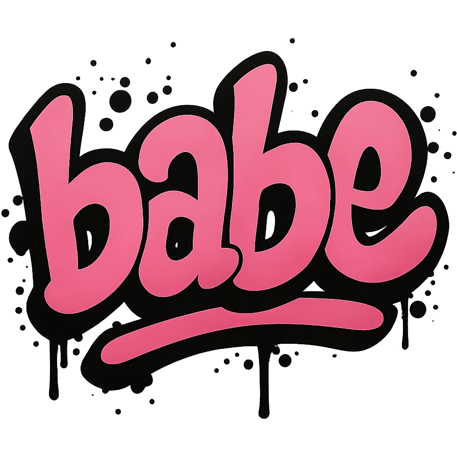 the word 'babe' in pink graffiti style, street art, no background emoji