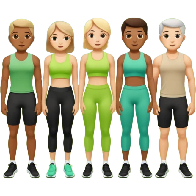 Ein Gruppenkurs der in einem grünen Park stattfindet im Sommer. emoji