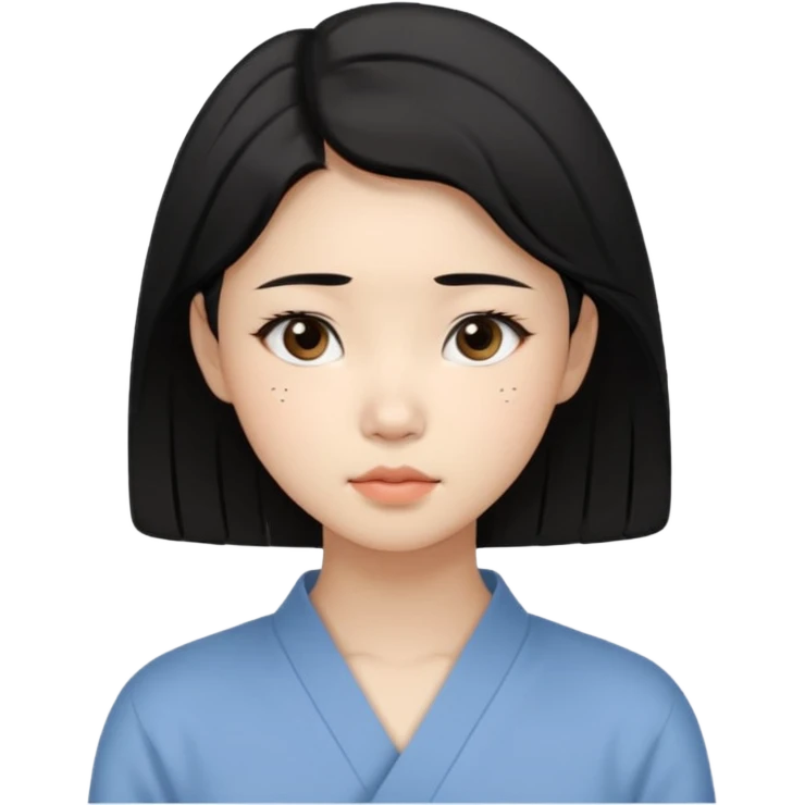 Korean woman, East Asian features,
female human face avatar only,
headshot portrait, face only,
thoughtful and calm expression, sensitive mood,
neutral face, minimal expression,
natural black hair, simple hairstyle,
clean background,
no clothes, no body, no accessories,
no cartoon, no fantas emoji