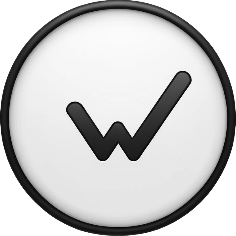 emoji de check en blanco y negro circular, fondo blanco y trazo de contorno negro emoji