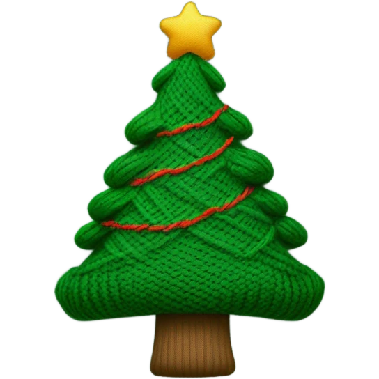 A knit hat like a Christmas tree emoji