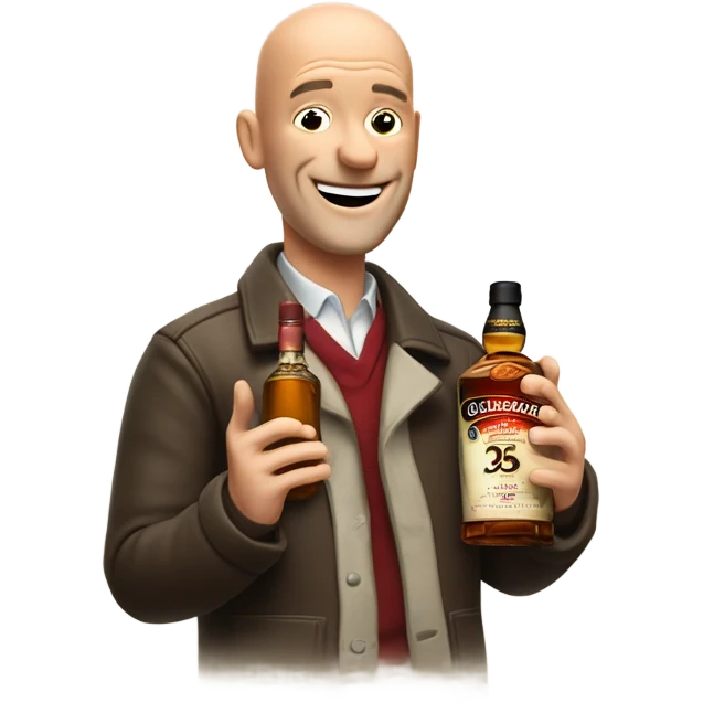 realistic meme of bald man mit jackey with withe bart with Glenfarclas 35yo emoji