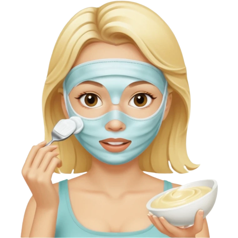 Блондинка делает маску  emoji