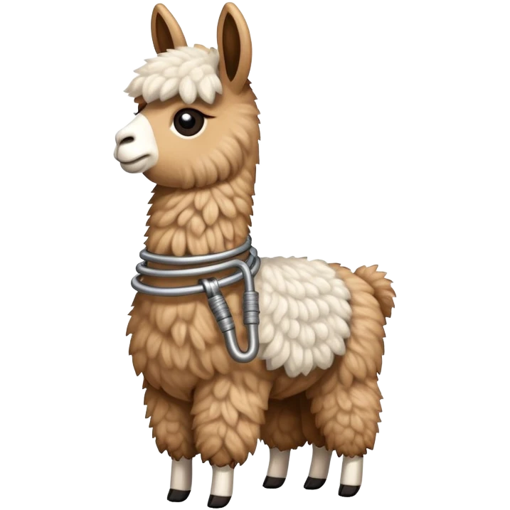 llama with steel resilient coil around t he emoji