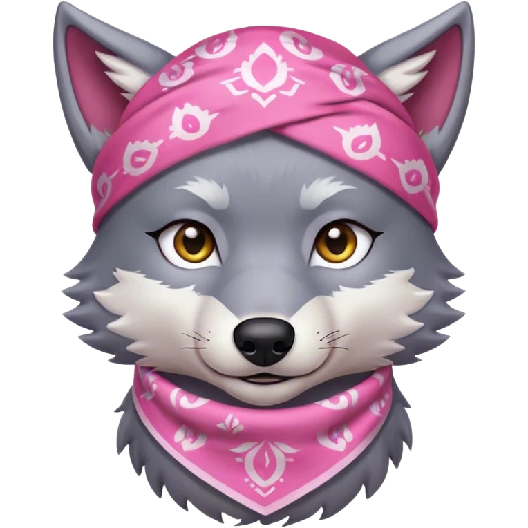 Wolf with pink bandana emoji