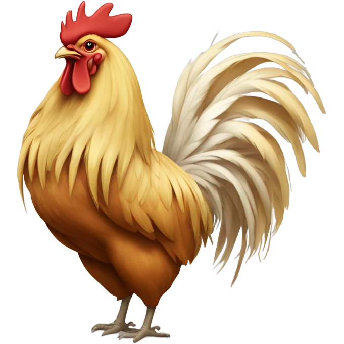Beautiful Rooster with long blonde hair emoji
