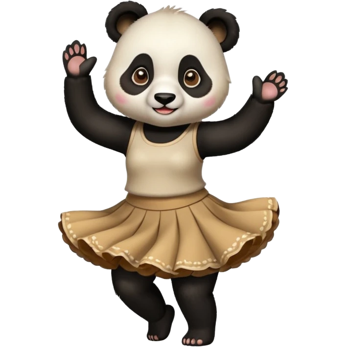 funny Panda with skirt dancing emoji