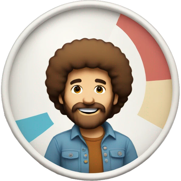bob ross holding a painting showing a pie chart emoji