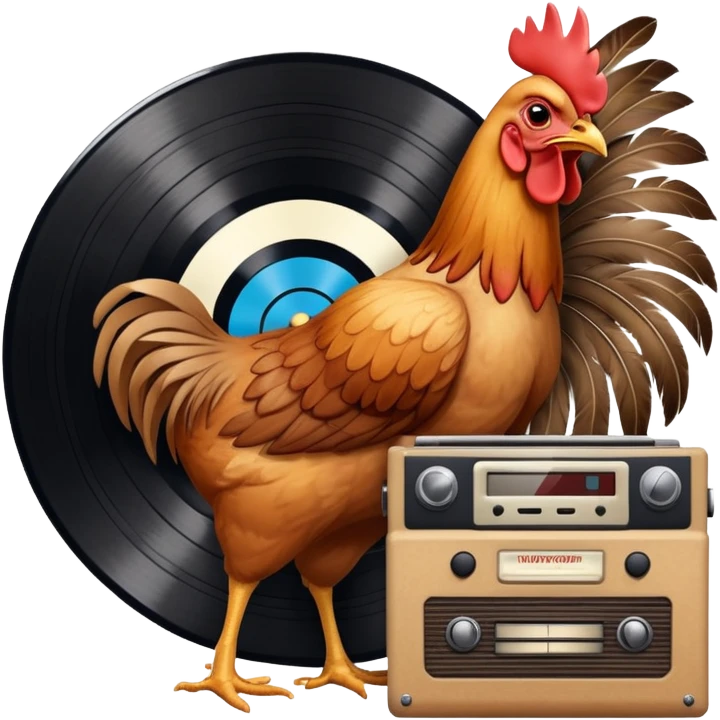 Chicken scratching record album emoji