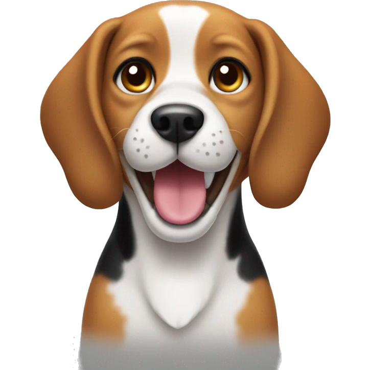 a beagle dog smiling  emoji