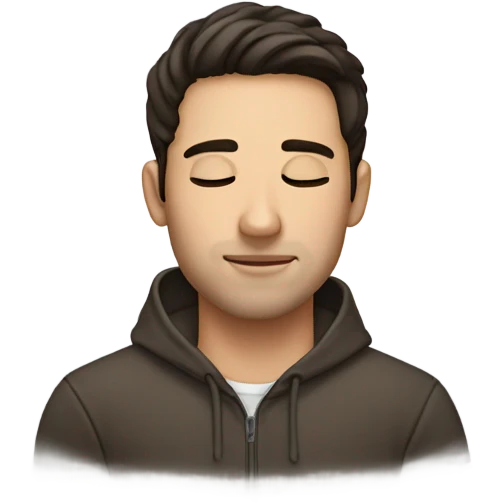 Eyes closed Handsome 30 year old man with dark brown hair with eyes closed emoji