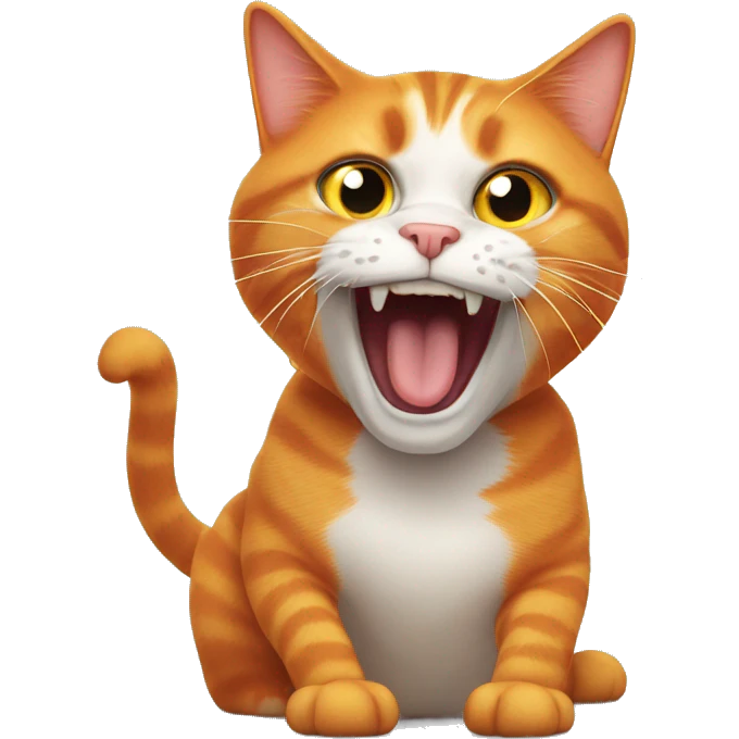 Orange cat looking silly and crazy emoji
