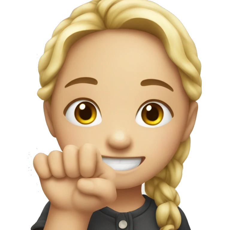 smiling girl with dirty finger emoji