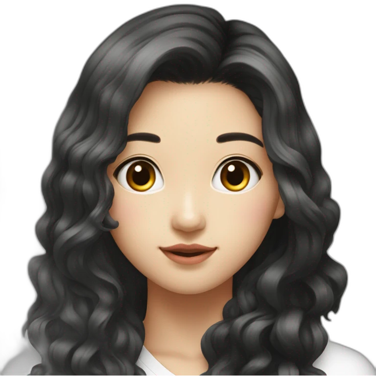 Adolescente asiatique cheveux longs noirs peau claire emoji