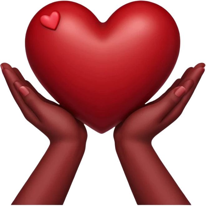 A dark red heart in your hands emoji