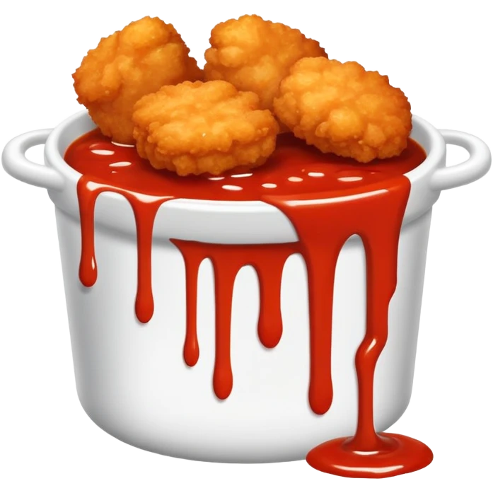 Dripping seasoned nuggets spicy red sauce steamy emoji