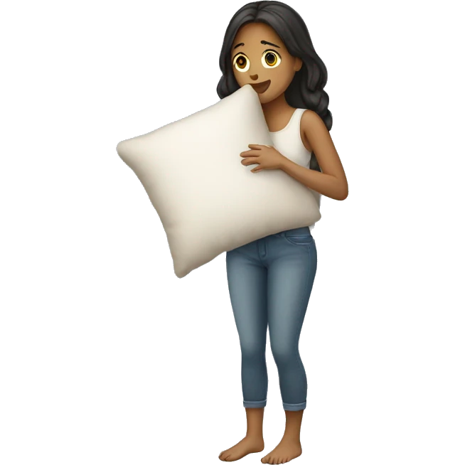 a girl with a pillow，full body emoji