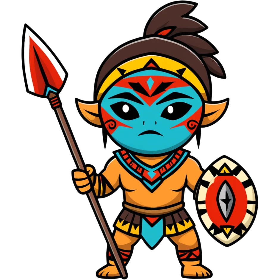 fantasy tribal warrior with spear and face paint emoji