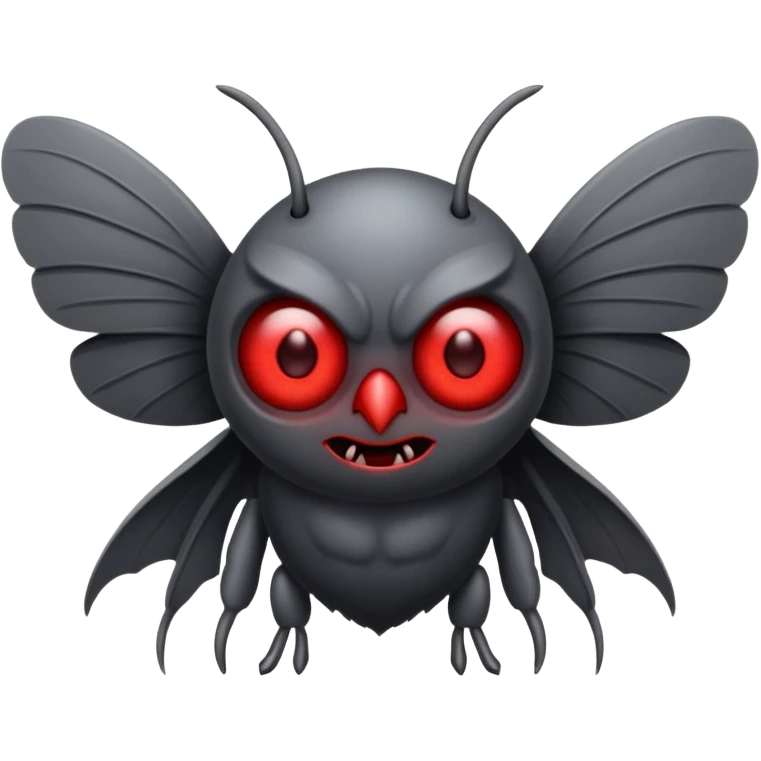 Create a scary emoji of the mothman with bright red eyes emoji