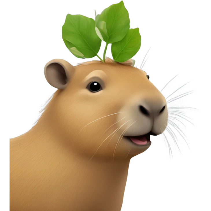A capybarra with a small leaf on its head emoji
