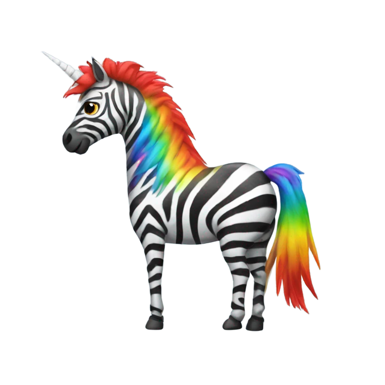Rainbow zebra unicorn with red wings emoji