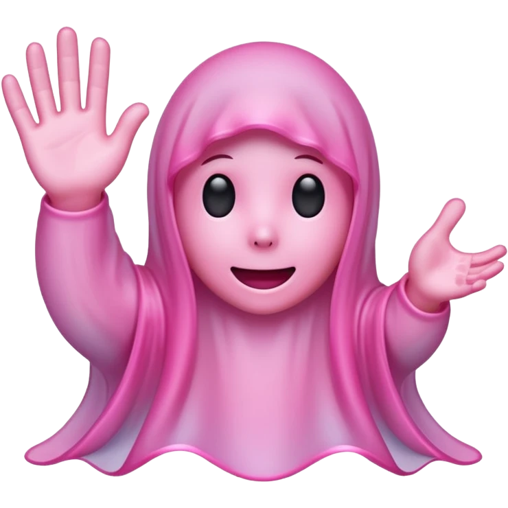 Pink ghost waving softly emoji