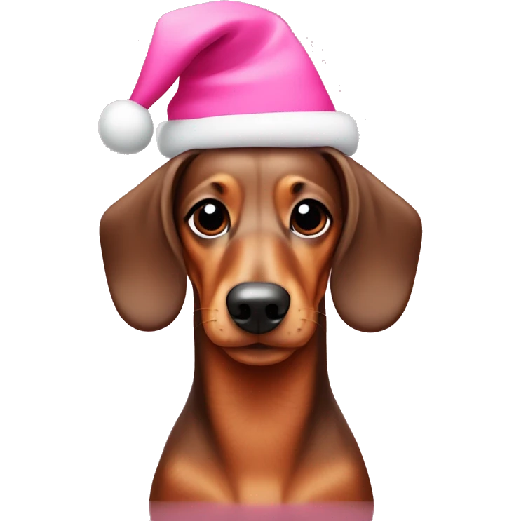 Dachshund with a pink Christmas hat  emoji