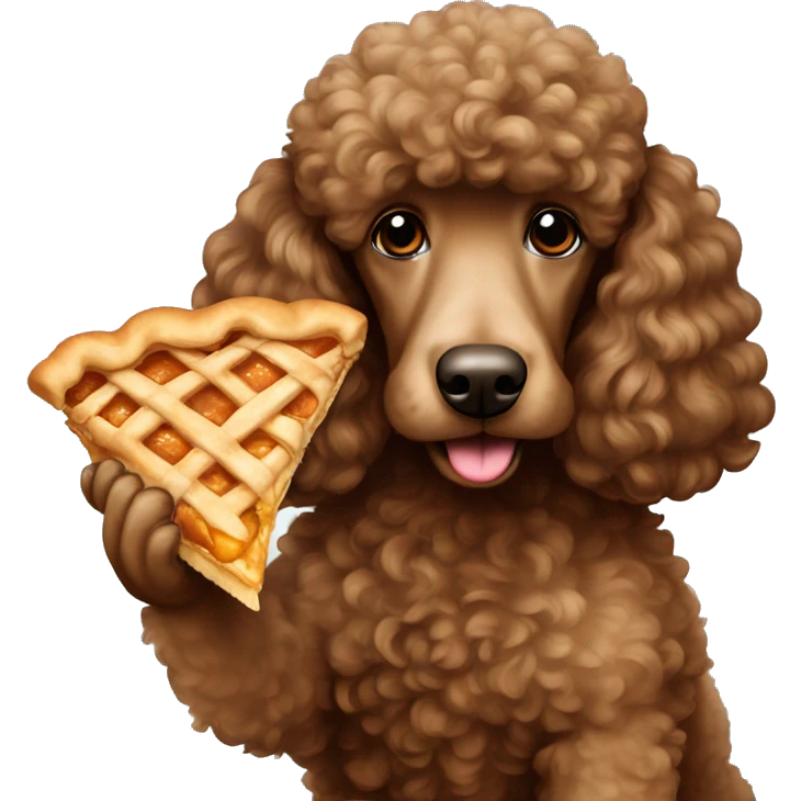 a brown poodle that is eating apple pie emoji