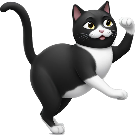 Black and white cat dancing  emoji