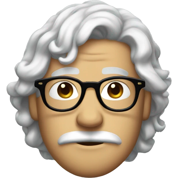 dutguy with round glasses blue eyes long wavy hair moustache soul patch glasses emoji