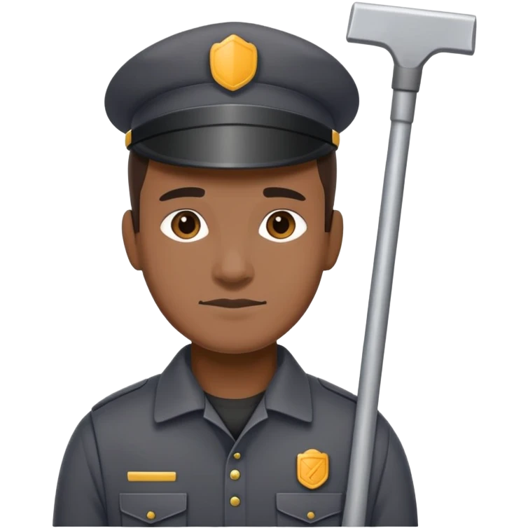 janitor wearing dark-grey custodian uniform emoji