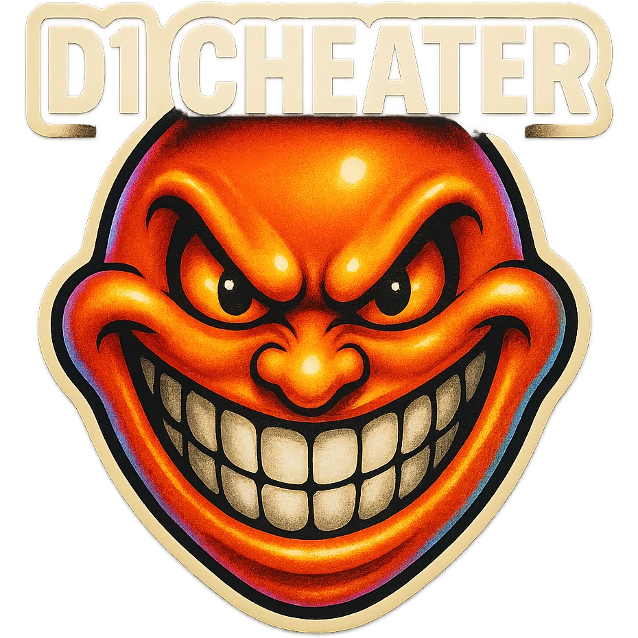 grin evil face
 add the words " D1 Cheater " in White emoji