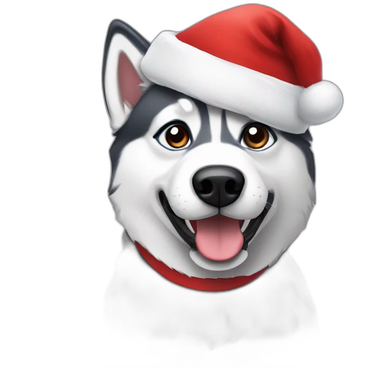 Husky with Santa hat  emoji