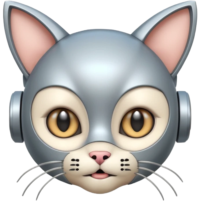 robot looking surprised with cat ears and looks funny emoji