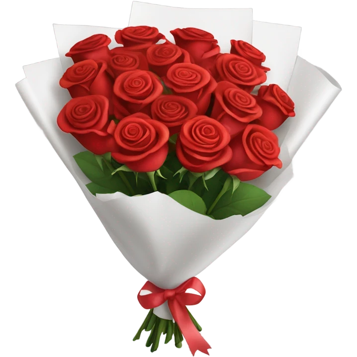 Bouquet of red roses wrapped in white paper emoji
