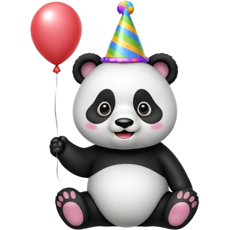 Panda with party hat and balloon emoji