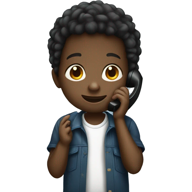 Black boy child talking on phone emoji