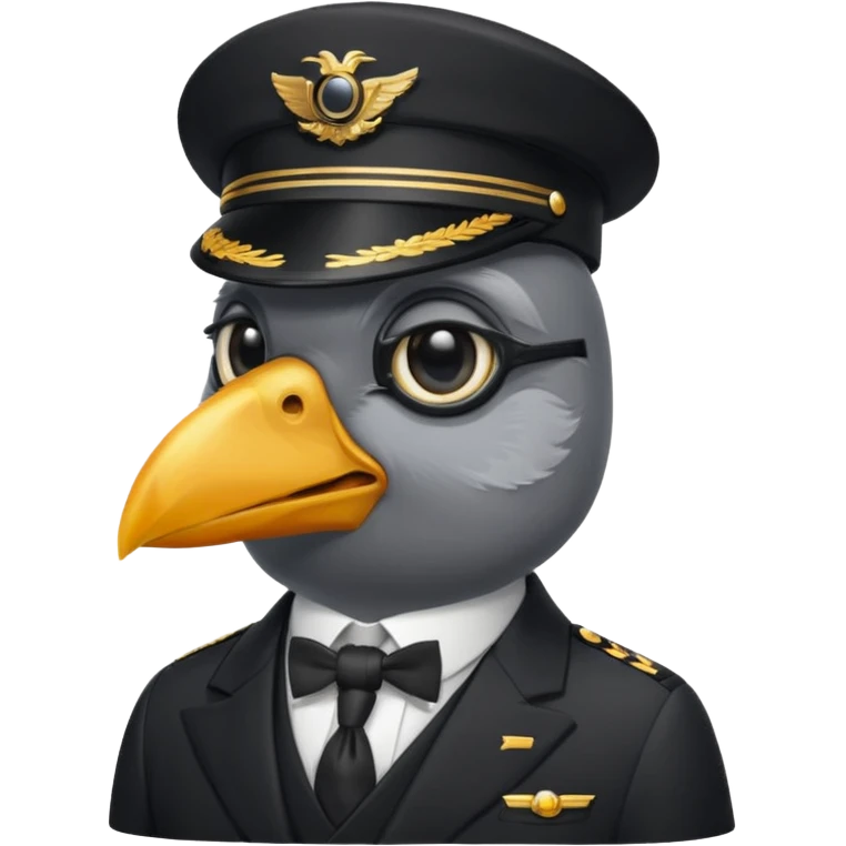 pilot bird in black suit emoji