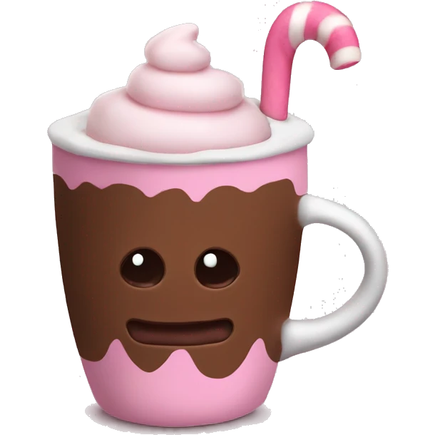 hot chocolate with pink marshmallow emoji
