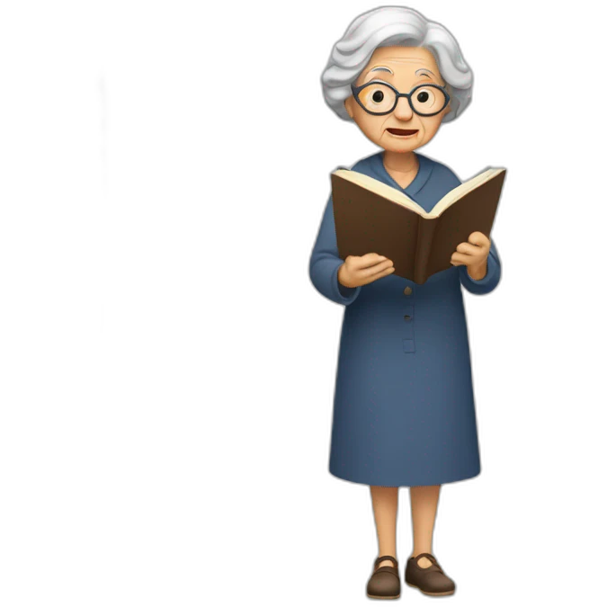 old woman reading a book full body emoji