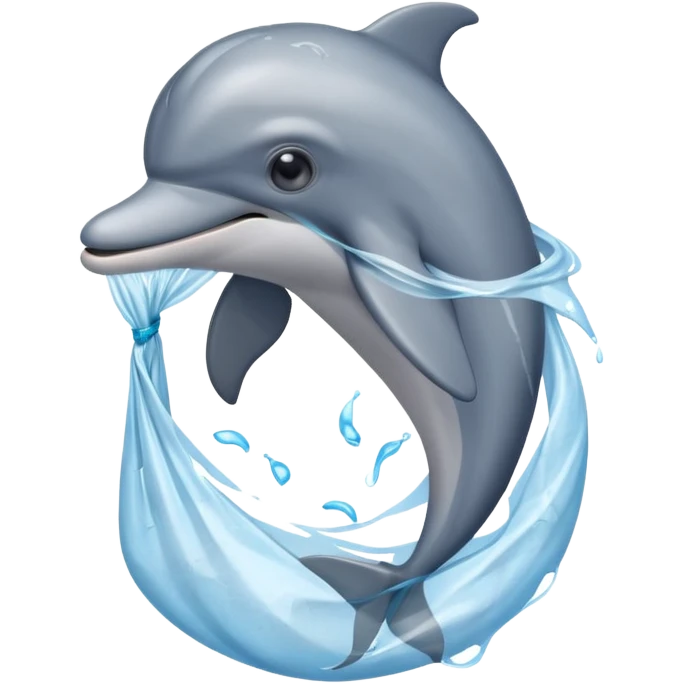 dolphin stuck in plastic waste bag emoji