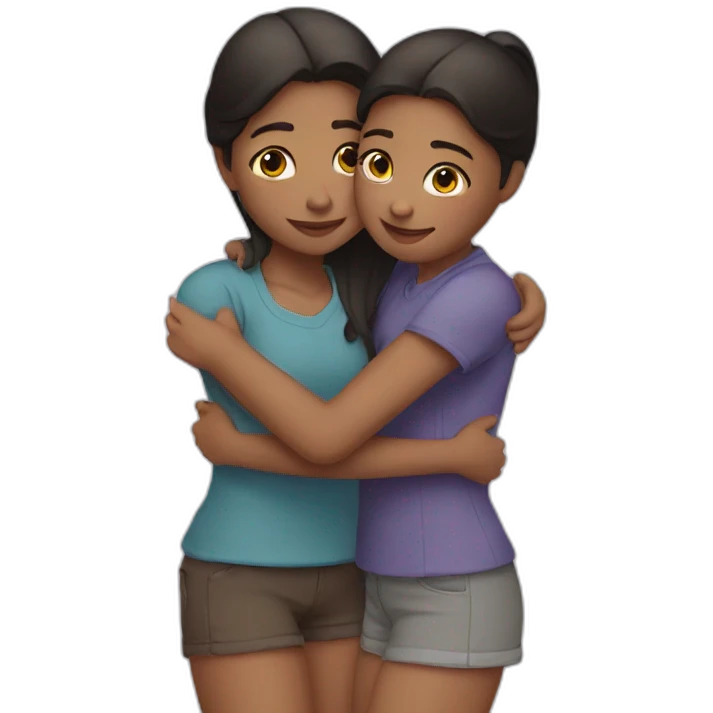 Two girls hugging each other  emoji