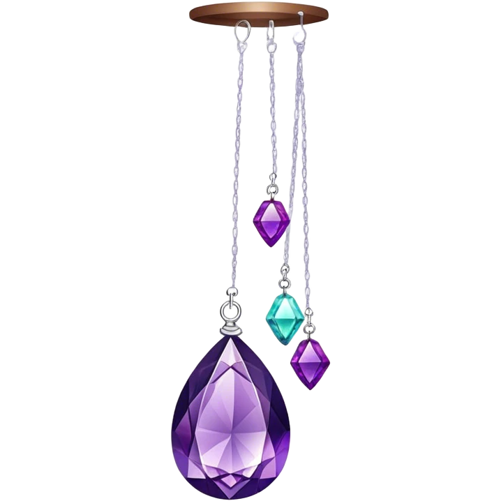 Hanging suncatcher, threads with shiny sparkly amethyst gemstones emoji