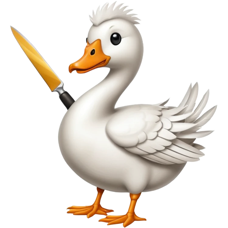 goose holding knife in mouth emoji